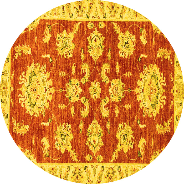 Round Oriental Yellow Traditional Rug, abs2508yw