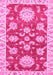 Machine Washable Oriental Pink Traditional Rug, wshabs2508pnk