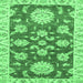 Square Machine Washable Oriental Emerald Green Traditional Area Rugs, wshabs2508emgrn