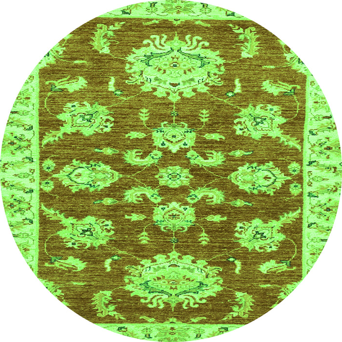Round Machine Washable Oriental Green Traditional Area Rugs, wshabs2508grn