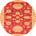 Round Machine Washable Oriental Orange Traditional Area Rugs, wshabs2508org