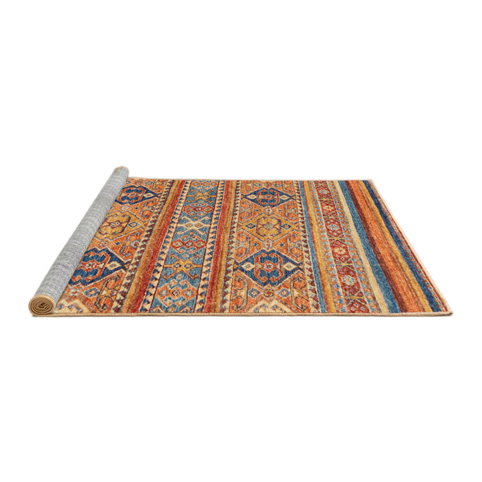 Sideview of Machine Washable Abstract Chestnut Red Rug, wshabs2509