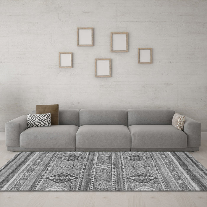 Machine Washable Abstract Gray Modern Rug in a Living Room,, wshabs2509gry