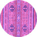 Round Machine Washable Abstract Purple Modern Area Rugs, wshabs2509pur