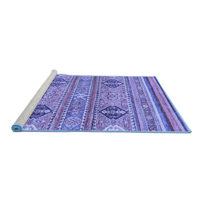Sideview of Machine Washable Abstract Blue Modern Rug, wshabs2509blu