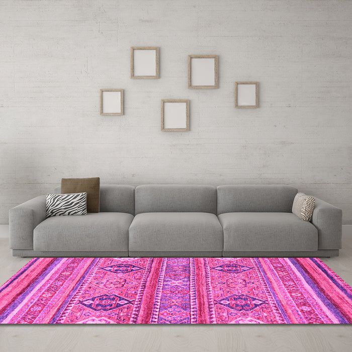 Machine Washable Abstract Pink Modern Rug in a Living Room, wshabs2509pnk