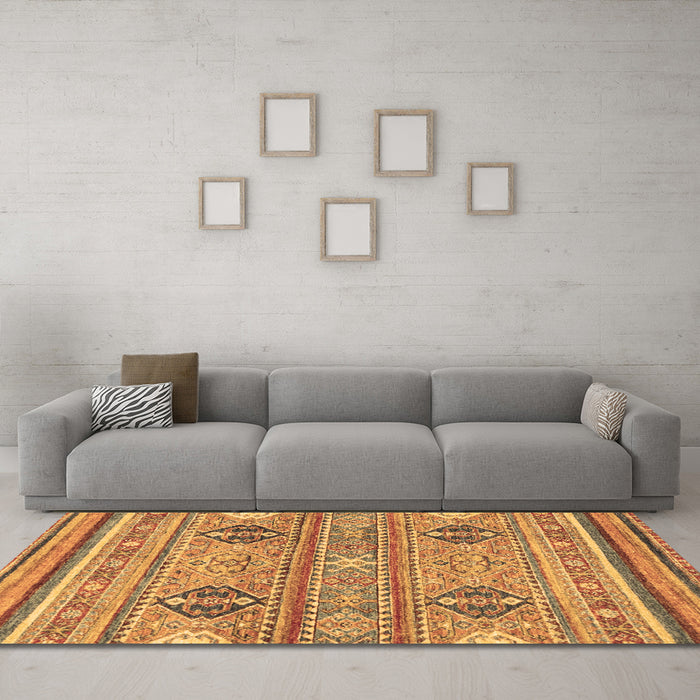 Machine Washable Abstract Brown Modern Rug in a Living Room,, wshabs2509brn