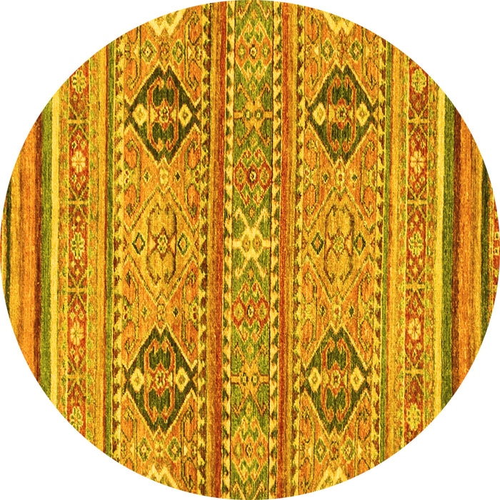 Round Machine Washable Abstract Yellow Modern Rug, wshabs2509yw