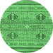 Round Abstract Emerald Green Modern Rug, abs2509emgrn