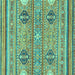 Square Abstract Turquoise Modern Rug, abs2509turq