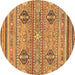 Round Abstract Brown Modern Rug, abs2509brn