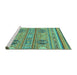 Sideview of Machine Washable Abstract Turquoise Modern Area Rugs, wshabs2509turq