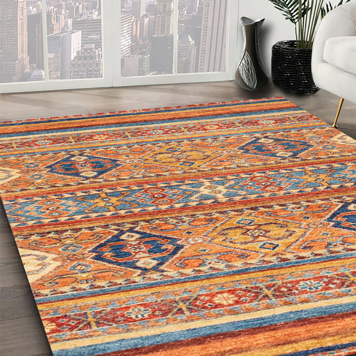 Machine Washable Abstract Chestnut Red Rug in a Family Room, wshabs2509