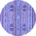 Round Machine Washable Abstract Blue Modern Rug, wshabs2509blu