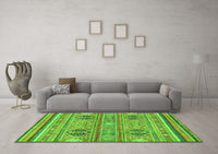 Machine Washable Abstract Green Modern Rug, wshabs2509grn