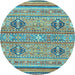 Round Machine Washable Abstract Light Blue Modern Rug, wshabs2509lblu