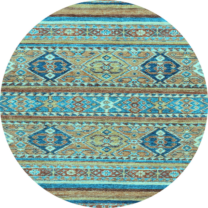 Round Abstract Light Blue Modern Rug, abs2509lblu