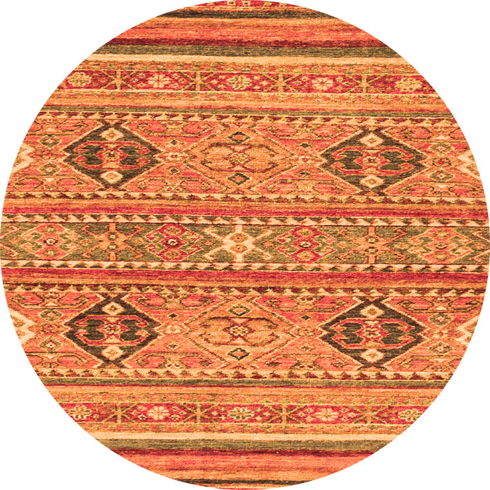 Round Abstract Orange Modern Rug, abs2509org