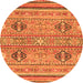 Round Abstract Orange Modern Rug, abs2509org