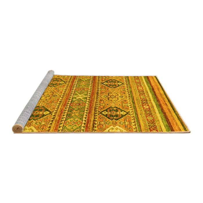 Sideview of Machine Washable Abstract Yellow Modern Rug, wshabs2509yw