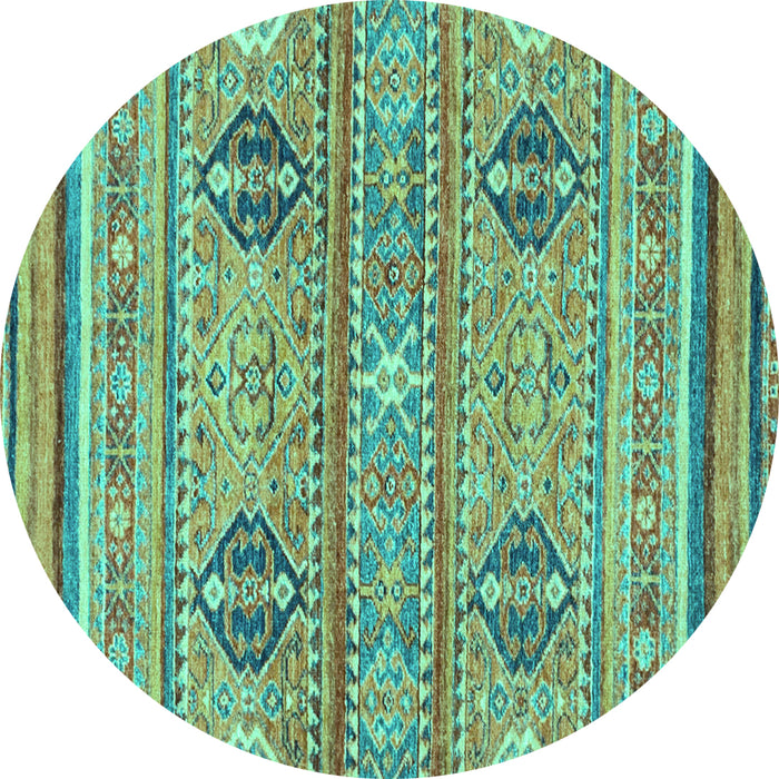 Round Abstract Turquoise Modern Rug, abs2509turq