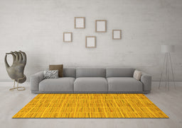 Machine Washable Checkered Yellow Modern Rug in a Living Room, wshabs250yw
