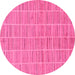 Round Checkered Pink Modern Rug, abs250pnk