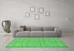 Machine Washable Checkered Emerald Green Modern Area Rugs in a Living Room,, wshabs250emgrn