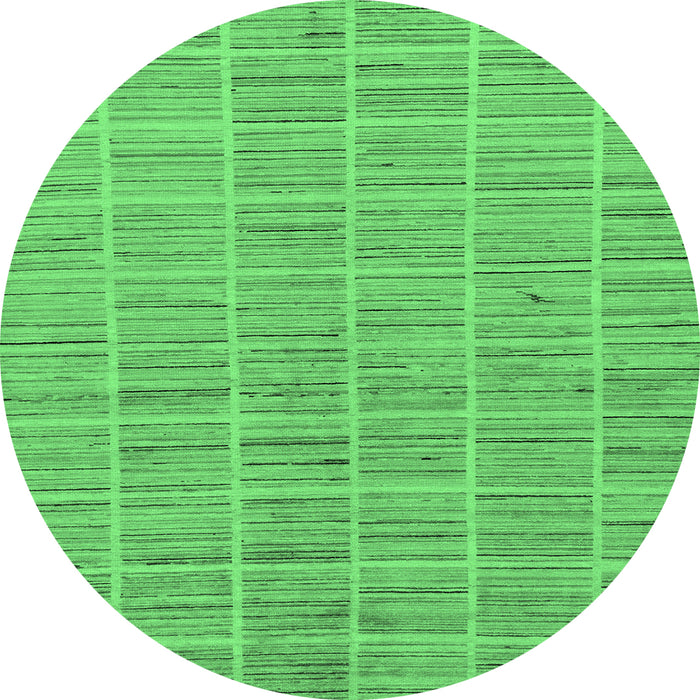 Round Machine Washable Checkered Emerald Green Modern Area Rugs, wshabs250emgrn