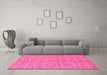 Machine Washable Checkered Pink Modern Rug in a Living Room, wshabs250pnk