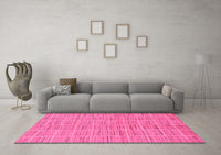 Machine Washable Checkered Pink Modern Rug, wshabs250pnk