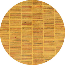 Round Abstract Orange Checkered Rug, abs250