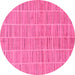 Round Machine Washable Checkered Pink Modern Rug, wshabs250pnk