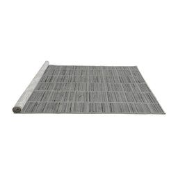 Sideview of Machine Washable Checkered Gray Modern Rug, wshabs250gry