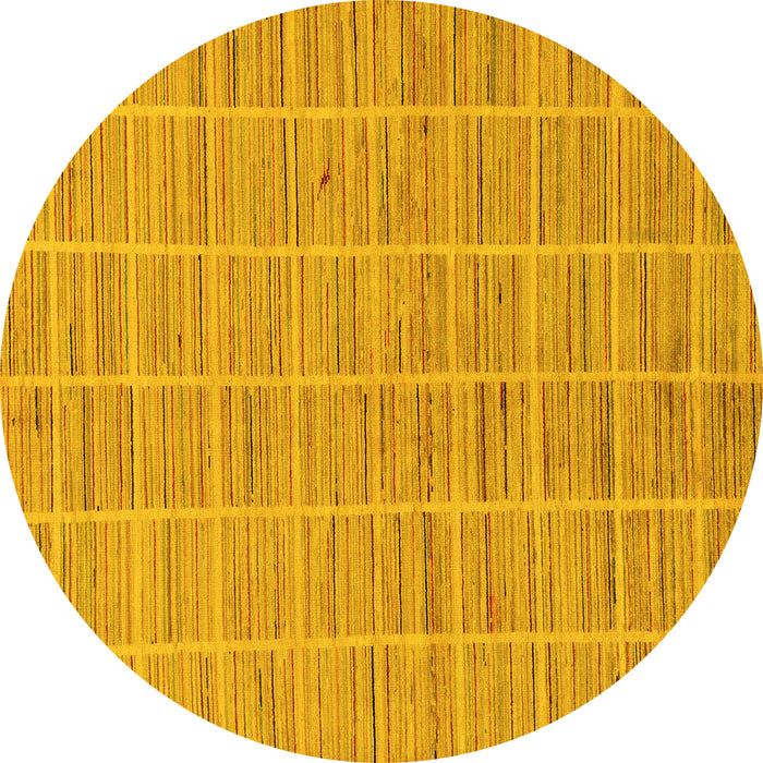 Round Machine Washable Checkered Yellow Modern Rug, wshabs250yw