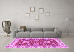 Machine Washable Oriental Purple Traditional Area Rugs in a Living Room, wshabs2510pur