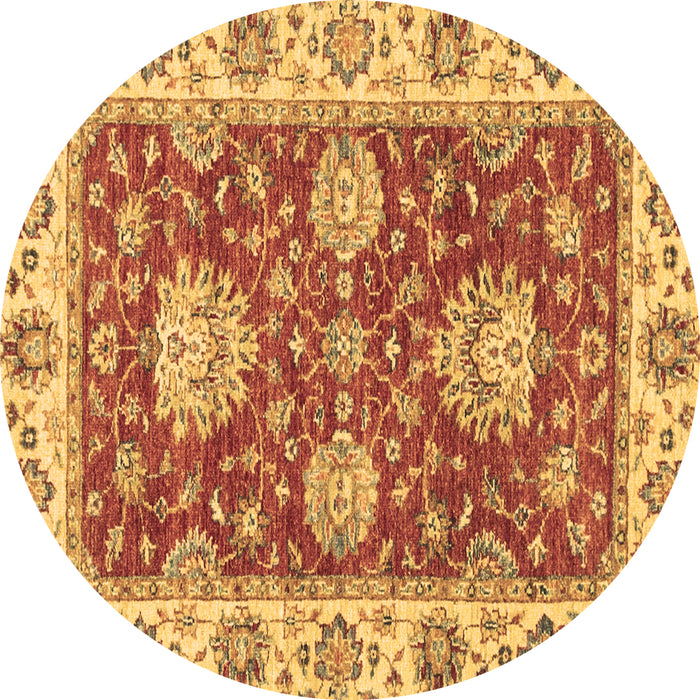 Round Machine Washable Oriental Brown Traditional Rug, wshabs2510brn