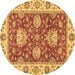 Round Machine Washable Oriental Brown Traditional Rug, wshabs2510brn