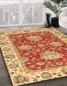 Abstract Red Oriental Rug in Family Room, abs2510