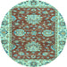 Round Oriental Light Blue Traditional Rug, abs2510lblu