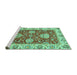 Sideview of Machine Washable Oriental Turquoise Traditional Area Rugs, wshabs2510turq