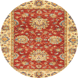 Round Machine Washable Abstract Red Rug, wshabs2510