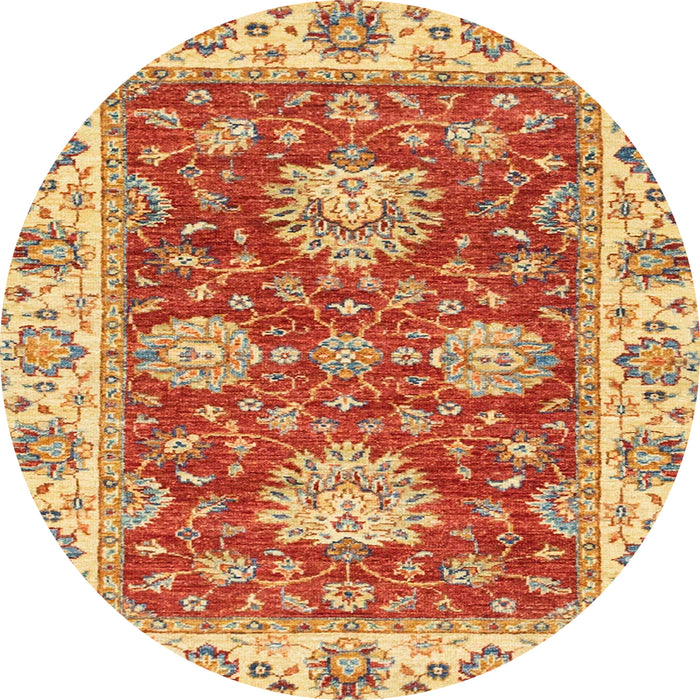 Round Machine Washable Abstract Red Rug, wshabs2510