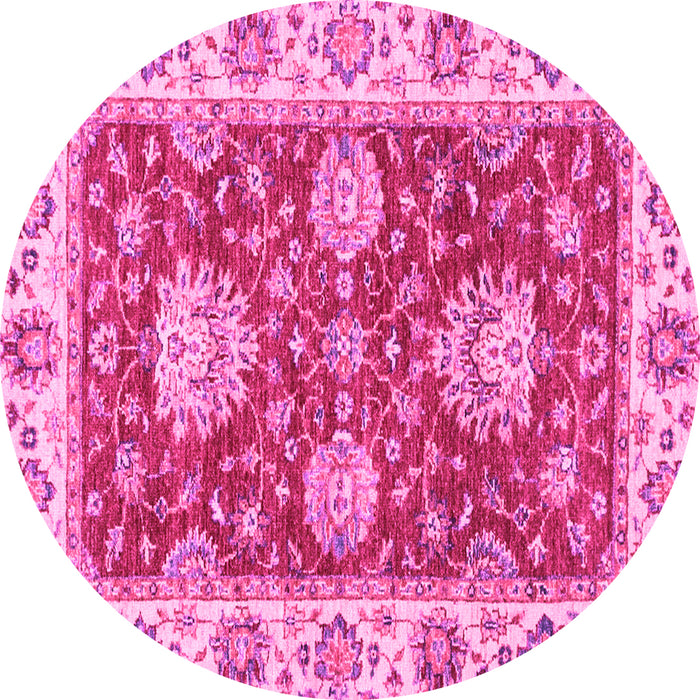 Round Oriental Pink Traditional Rug, abs2510pnk