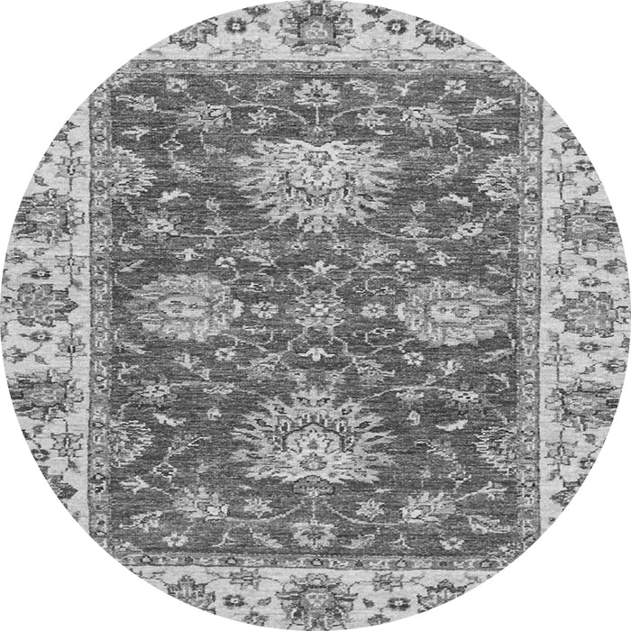 Round Machine Washable Oriental Gray Traditional Rug, wshabs2510gry