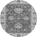 Round Machine Washable Oriental Gray Traditional Rug, wshabs2510gry