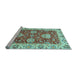 Sideview of Machine Washable Oriental Light Blue Traditional Rug, wshabs2510lblu