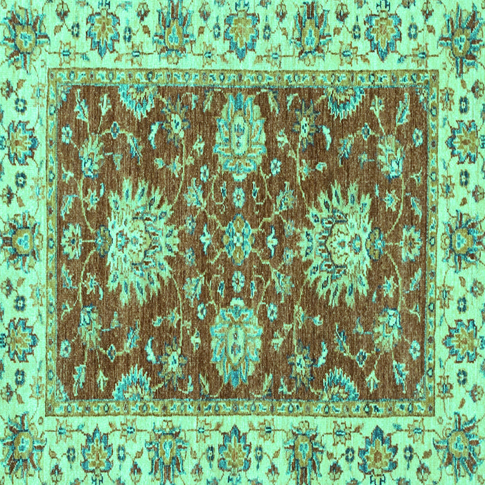 Square Machine Washable Oriental Turquoise Traditional Area Rugs, wshabs2510turq