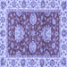 Square Machine Washable Oriental Blue Traditional Rug, wshabs2510blu