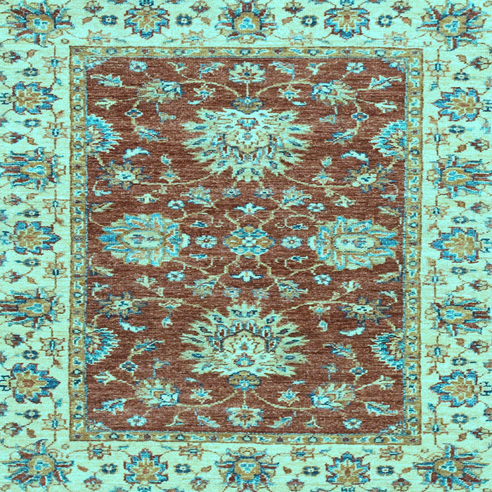 Square Machine Washable Oriental Light Blue Traditional Rug, wshabs2510lblu